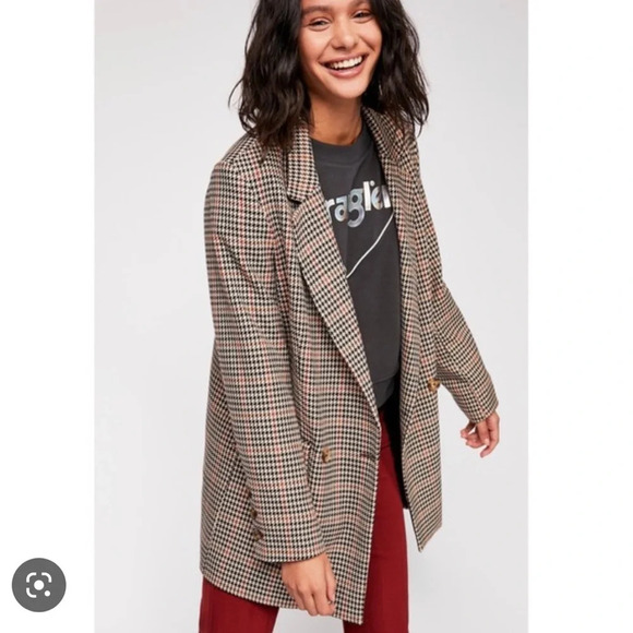 Free People Uptown Girl Houndstooth Blazer, size large - Picture 2 of 6